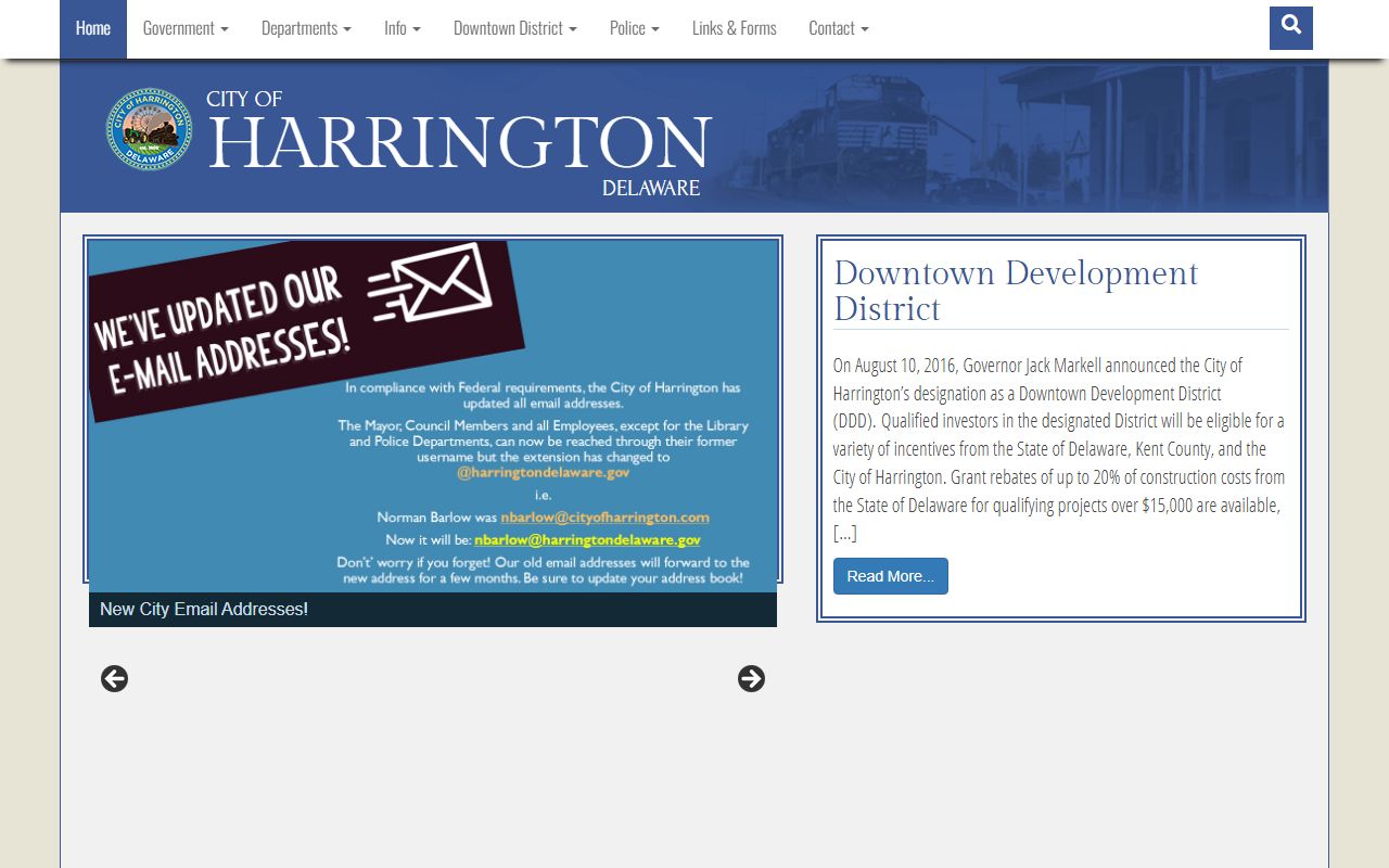 Harrington Delaware city website and local services