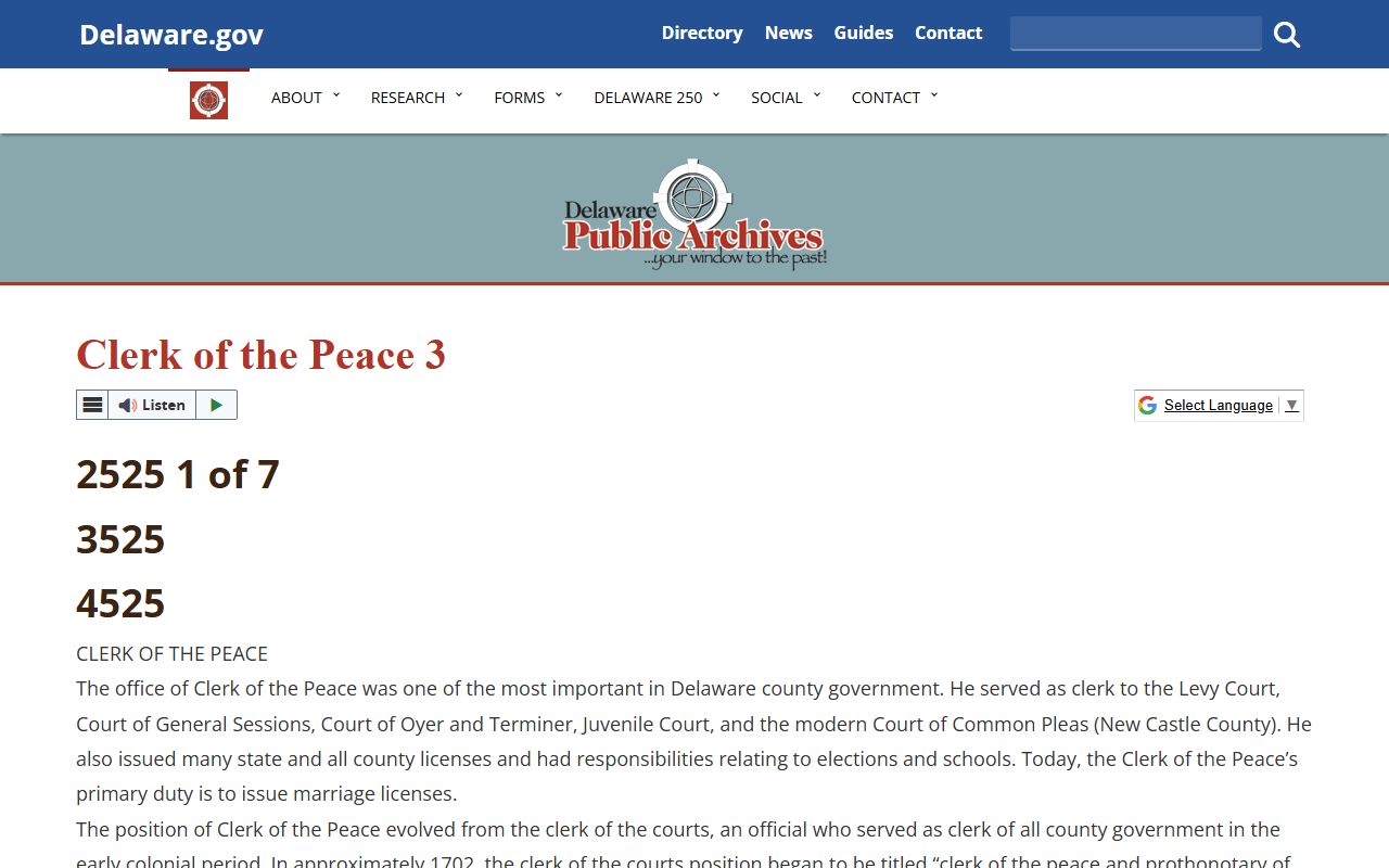 New Castle Clerk of the Peace history and marriage records